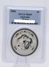 1 oz Silber Lunar 1 Drache 2000 PCGS MS69 Dragon Australien