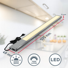 LED Unterbauleuchte Küche 230V Aufbaustrahler 57cm Schrank Wand-lampe 10W silber