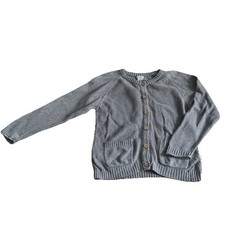 Strickjacke von Sanetta, Gr 140, Grau, Holzknöpfe, Baumwolle 