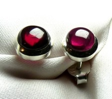 ?Granat Ohrstecker 925 Silber ca. 8 mm im Durchmesser mod. Cabochon NEU ?