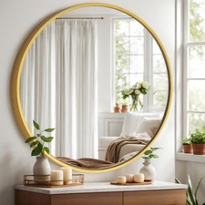 40cm Gold Spiegel Rund Dekorative Wandspiegel Bad Wohnzimmer Schminkspiegel