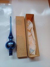 Christbaumspitze alt im blauen schimmernden Farbton, Originalkarton, 28 cm hoch