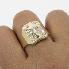 CZ Jesus Kreuzring Echt Massiv