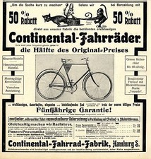 Continental-Fahrrad-Fabrik Hamburg * Große Bild-Annonce von 1905