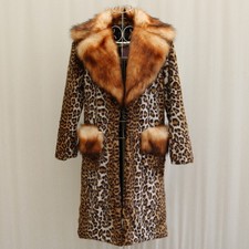 Damen Leopard Mink Ledermantel