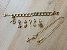 Bettelarmband Fossil Charms und Kette gold mit 6 Charms von Fossil, gebraucht 