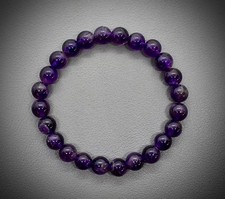 +Natur+ AMETHYST Edelstein-Kugel-Armband-Elastisch 8 mm / 19 cm -NEU- A-Qualität