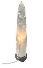 Selenitlampe mit Marmorfuß
