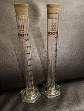 2 alte Messzylinder Glas Omnilab 100 ml mit Verschluss Chemielabor, W-Germany