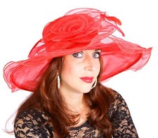 Eleganter Damenhut ROT Organza Hut Brauthut Organzahut Hochzeit Kopfschmuck edel