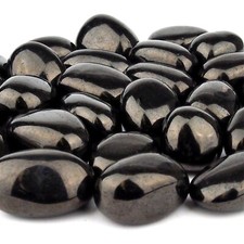 Jet | schwarzer Bernstein Trommelsteine handpoliert Ø 30 - 40 mm AA - Qualität