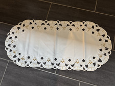 Weihnachtsdecke - Tischläufer, cremeweiß mit Glockenmuster und Lochmuster