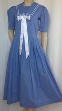Laura Ashley Kleid 36 blau weiß vintage Punkte Sommer Matrosenkragen 80er