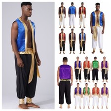 DE Herren Aladin Kostüm Glitzer Weste Top +Hose Pumphose Arabischer Prinz Kostüm