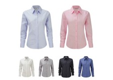 RUSSELL Oxford Bluse Langarm Damen Business Tailliert Easy Care XS-6XL R-932 NEU