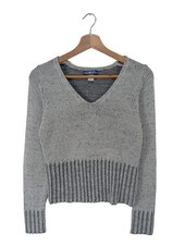 ELEMENTS V-Ausschnitt-Pullover Damen Pullover Gr. DE 32 hellgrau Casual-Look