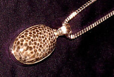 Anhänger Versteinerte schwarze Koralle, Silber + Kette versilbert 6,7g 27x16x7mm