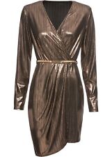 Party-Wickelkleid OHNE Gürtel Gr. 36 Gold Cocktailkleid Kurzes Abendkleid Neu