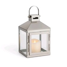 Edelstahl Laterne 30 cm LED Kerze Flackereffekt Timer Windlicht Gartenlaterne