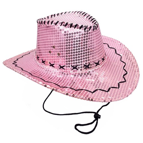 Rosa pailletten cowgirlhut - rosa,