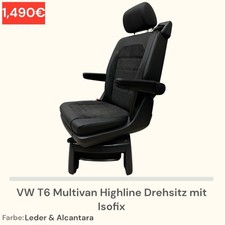 VW T5 T6 T6.1 Multivan Highline Drehsitz Sitz mit Isofix Schwarz Leder Alcantara