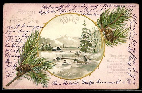 Lithographie winterliche - lithographie,