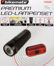 Fahrrad Beleuchtungsset AKKU Frontlicht LED Rücklicht StVZO 60Lux USB IP55 NEU