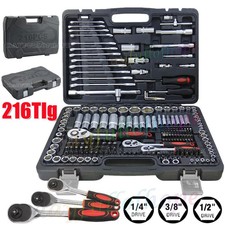 216tlg. Ratschenkoffer Steckschlüssel Werkzeugkoffer Knarrenkasten Nusskasten DE