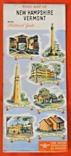 Landkarte , Road Map Of New Hampshire Vermont, ca 1940 , 68 cm x 45 cm , TOP