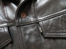 Levi's Echt Leder Jeansjacke Gr. M, Schwarze Lederjacke ! Black Leather Jacket !