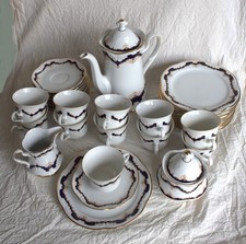 Kaffeeservice von Winterling Marktleuthen Bavaria, Dekor Goldrand mit Kobaltblau