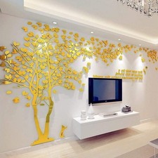 Wandtattoo Baum 3D Wandsticker Wohnzimmer Schlafzimmer gold Natur Dekor