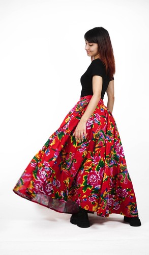 Maxirock damen rot handmade - maxirock,