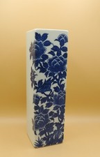 Vintage Stielvase im chinesischen Stil mit blau-weißem Dekor TOP