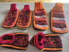 3 Paar Puschen, Sofasocken, Bettschuhe,bunt, dicke Wolle, Weihnachten, Winter