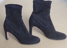 UNÜTZER DAMEN LEDER STIEFEL GR.39 38,5 WILDLEDER STRETCH SCHWARZ