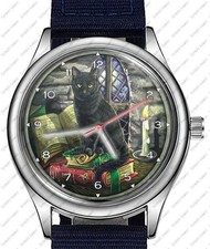 Schwarze Katze Vintage Stil