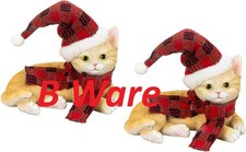 2. Wahl 2 Stk Katzenfiguren mit Schal Winterdekoration Deko mit Defekten B Ware