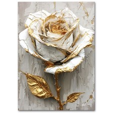 3D Gold Optik Rose Leinwand
