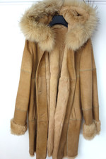 Bezaubernder  Designer  FACIMP  Pelzmantel  Gr. 42 Kapuze  Kaninchen w Lammfell