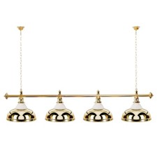 Billardlampe 4 Schirme gold mit Glas / goldfarbene Halterung