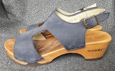WOODY Holzschuh. Blaue Sandalen. Gr. 42. Biegsame Holzsohle