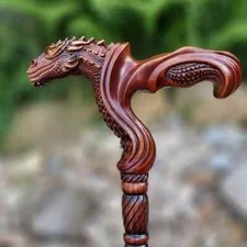 Gehstock aus Holz handgeschnitzt Drache Holz Gehstock