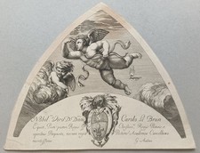 Armor Pfeil Bogen - Audran n. Raffael Kupferstich Zwickel Villa Farnesina 19.Jh.