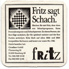 2 Bierdeckel Fritz sagt Schach Wijk aan Zee 1992