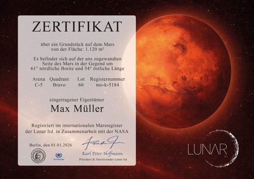 Marsgrundstück mars urkunde - marsgrundstück,,