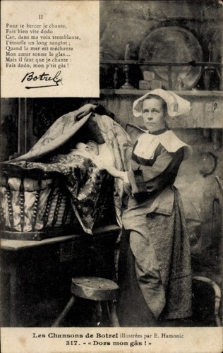 Französische tracht frau - ak,