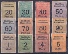 Sächsische Staatseisenbahn 12 Eisenbahnmarken 20 Pf. - 5 Mark ungebraucht