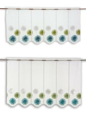 Nach Maß Scheibengardine Rawlins blau grün Höhe 45/60cm Bistro Store Kurzgardine