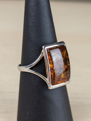 Großer bernstein ring mit - ring,